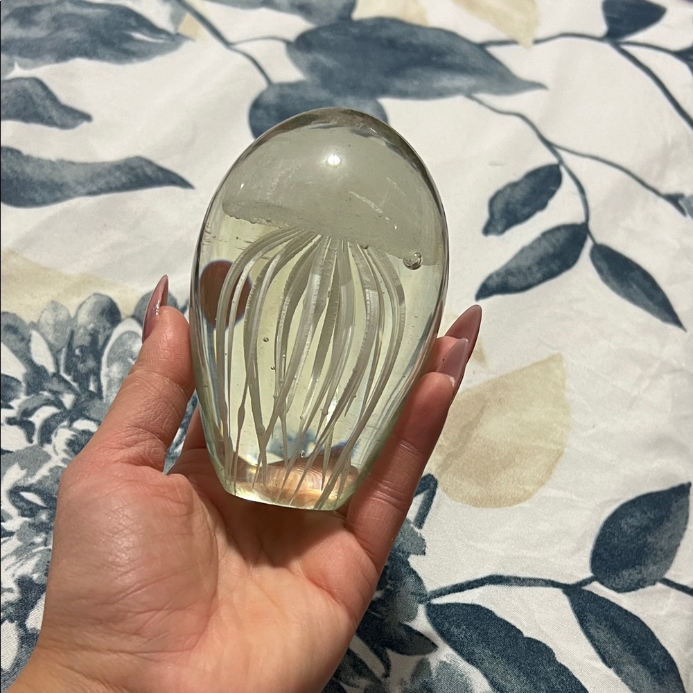 Clear Glass Jellyfish Paperweight